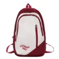 Unisex minimalist color block backpack large capacity nylon school student daypack - Red