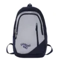 Color block nylon backpack in navy and grey, spacious student school bag daily use - Blue