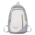 Minimalist color block nylon backpack for school and daily casual travel, large capacity bag. - Gray
