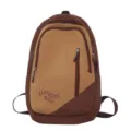 Contrast color nylon backpack, casual large capacity school bag for men and women. - Brown