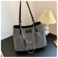 Zwarte strass shopper handtas, sprankelende kristallen schoudertas met ketting voor dames. - Kleurrijk