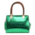 Green Crocodile PU Handbag Stylish Top Handle Crossbody Bag Casual Women Fashion Satchel - Green