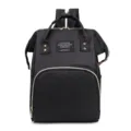 Multi-functional large capacity black diaper backpack for mothers, stylish travel baby bag. - Black