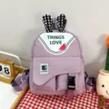 Mochila escolar linda para niños con orejas de conejo morada bolso casual encantador - Talla única / Púrpura