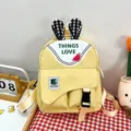 Lindo mochilero amarillo para niños con orejas de conejo, mochila escolar minimalista tierna. - Talla única / Amarillo