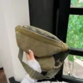 Riñonera de pana para mujer elegante bolsa de pecho retro bolso de cintura casual - Verde