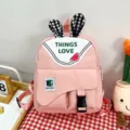 Pink cute children backpack with rabbit ears, stylish kids school bag variant model. - One Size / Pink