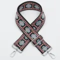 Woven jacquard bag strap, ethnic geometric pattern, adjustable wide shoulder strap. - No.394 Silver Hook
