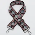 Ethnic jacquard wide replacement bag strap with metal hardware, adjustable shoulder strap. - No.394 Gunmetal Hook