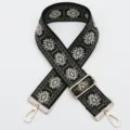 Ethnic jacquard bag strap replacement crossbody shoulder strap with gold hardware. - No.395 Gold Hook