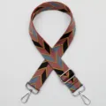 Wide replacement bag strap in ethnic geometric woven pattern with durable silver hardware. - No. 559 Silver Hook