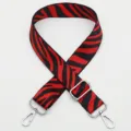 Adjustable red and black striped wide replacement shoulder strap for bags accessory. - No. 399 Style / Silver Hook