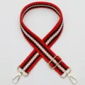 Woven Bag Strap Replacement Adjustable Crossbody Shoulder Strap Red Black White Pattern - Style 565 Gold Clasp