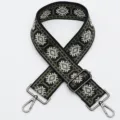 Jacquard replacement bag strap ethnic style green crossbody bag strap accessory adjustable - No.395 Gunmetal Hook