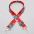 Tracolla di ricambio natalizia rossa stampata, cinghia regolabile per borse da donna - No.623 Rosso Albero di Natale Fiocco di Neve Con Gancio Dorato