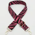 Pink black zebra pattern wide replacement bag strap, adjustable shoulder messenger bag accessory. - No. 400 Style / Gold Hook
