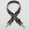 Wide replacement bag strap with geometric jacquard pattern and durable metal hardware hooks. - No. 560 Gunmetal Hook