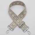 Adjustable woven replacement bag strap with ethnic geometric pattern and silver hardware for purses. - No. 442 Silver Clasp