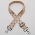 Adjustable wide replacement bag strap with colorful geometric pattern and metal hardware hooks. - Style No.599 - Gunmetal Clasp