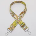 Tracolla di ricambio per borsa con stampa etnica, lunghezza regolabile con accessori. - No.624 Giallo Arancio Verde Motivo Etnico Con Gancio Argentato