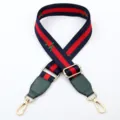 Replacement bag strap, blue and red web design with embroidered roses and gold hardware. - Blue Red Rose with Dark Green