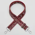 Bandoulière de sac large réglable avec motif cachemire rouge et accessoires métalliques. - Style 1044 Fermoir Argenté
