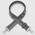 Sangle de sac de rechange à motif cachemire noir et blanc avec boucles métalliques réglables. - Style 1045 Fermoir Fusil