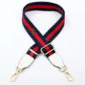 Replacement embroidered canvas bag strap adjustable shoulder crossbody bag belt with hardware - Blue Red Rose with White