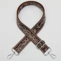 Sangle de sac large en jacquard ethnique, motif cachemire marron avec quincaillerie argentée réglable. - Style 1048 Fermoir Argenté
