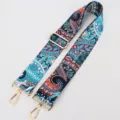 Ethnic style wide bag strap, adjustable replacement crossbody strap for women's shoulder bags. - Phoenix Pattern / Length 130cm Width 5cm / Gold Hook