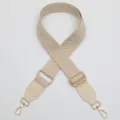 Wide woven bag strap replacement, adjustable crossbody shoulder strap with gold hardware. - Gold Hook / Beige