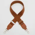 Adjustable brown woven bag strap with PU leather and gold hardware for crossbody bags. - Gold Hook / Brown