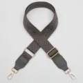 Dark grey wide crossbody bag strap with herringbone pattern and adjustable gold hardware. - Gold Hook / Dark Gray