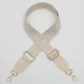Beige woven bag strap with labyrinth pattern and gold metal adjustable hardware for purses. - No. 1185