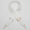 Replacement adjustable wide bag strap solid white chevron pattern with gold metal hardware. - Gold Hook / White