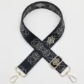 Replacement wide bag strap with ethnic jacquard pattern, adjustable length and hardware. - Gold Hook / Pattern 1092