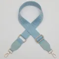 Light blue replacement bag strap with Greek key pattern and gold hardware, adjustable. - No. 1190