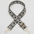 Ethnic style jacquard wide shoulder strap, black and beige replacement crossbody bag strap. - Pattern 1095