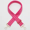 Adjustable wide replacement bag shoulder strap in bright pink with gold metal hardware. - Style 750