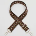 Verstelbare jacquard vervangende tassenband met bruin geometrisch patroon en goud. - Stijl 1067
