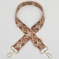 Bandouliere de sac jacquard tissee reglable motif geometrique marron quincaillerie or. - Style 1146