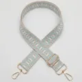 Geweven tasriem vervanging, lichtblauw beige jacquard, verstelbaar, gouden hardware. - Stijl 1071