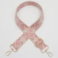 Sangle de sac de rechange tissée géométrique rose avec boucles et crochets dorés SKU - Style 1122