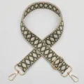 Vervangende tasriem met groen jacquard patroon, verstelbare lengte en gouden metalen hardware. - Stijl 1073