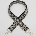 Vervanging Tas Band Zwart Wit Geometrisch Jacquard Verstelbare Schouderriem - Stijl 1074