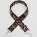 Sangle de sac de rechange en jacquard marron, bandoulière réglable avec quincaillerie dorée. - Style 1125