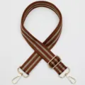 Brown Striped Woven Handbag Strap Adjustable Replacement Purse Strap with Gold Hardware - Style 758