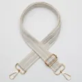 Replacement wide bag strap with adjustable buckle and gold metal hardware hooks for bags. - Style 759
