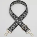 Verstelbare geweven vervangende tasband, zwart witte geometrische jacquard lange schouderband. - Stijl 1077