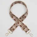 Sangle de sac de remplacement tissée réglable avec motif géométrique et quincaillerie dorée. - Style 1130